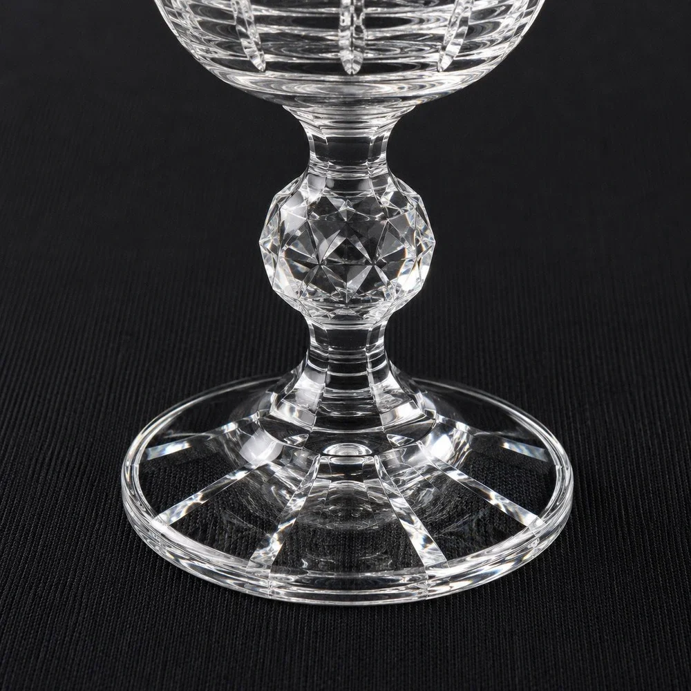 Crystalex Bohemian Crystal Belfast Wine Goblets Set of 2 Cut Glass 5.75 inch